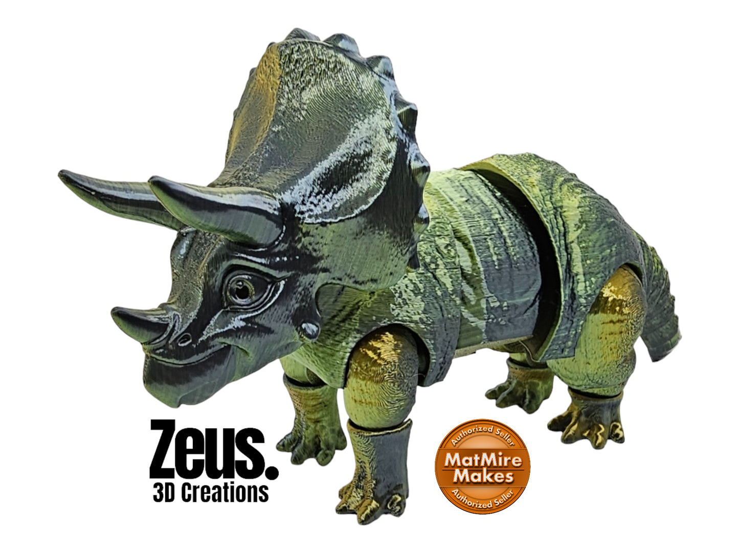 Articulated triceratops, 3d printed dino, dinosaur gift