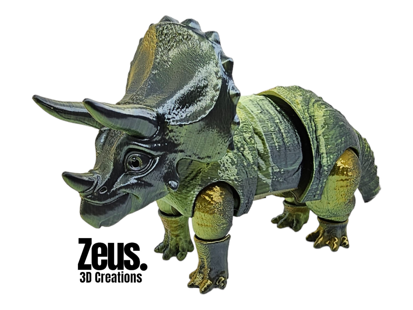 Articulated triceratops, 3d printed dino, dinosaur gift