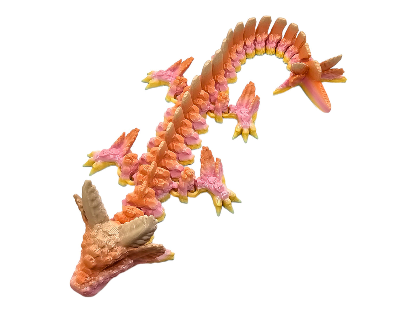 Axolotl Dragon, Cinderwing, pastel rainbow, articulated dragon, flexible, rainbow dragon, axolotl gift