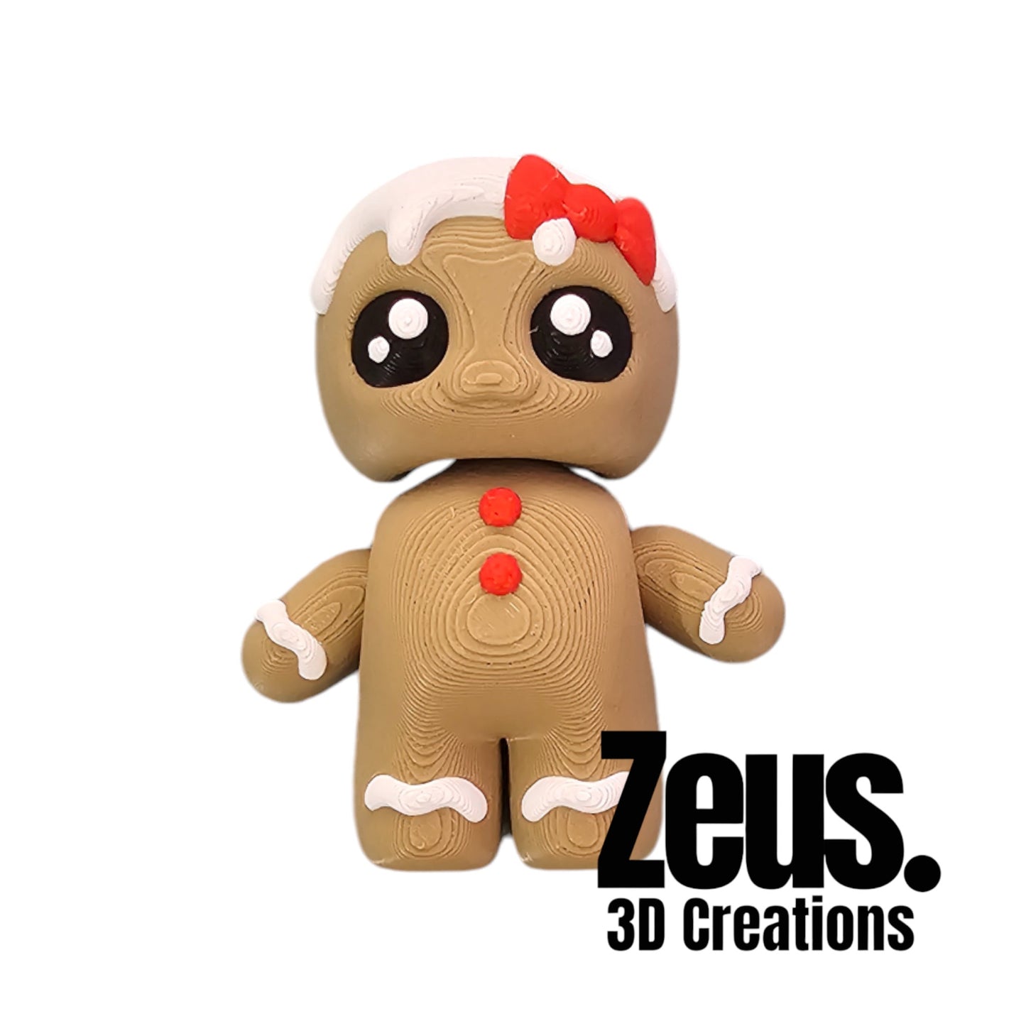 Cute 3D printed gingerbread people. Christmas decor, christmas gift, desk buddy. gingerbread man, gingerbread woman